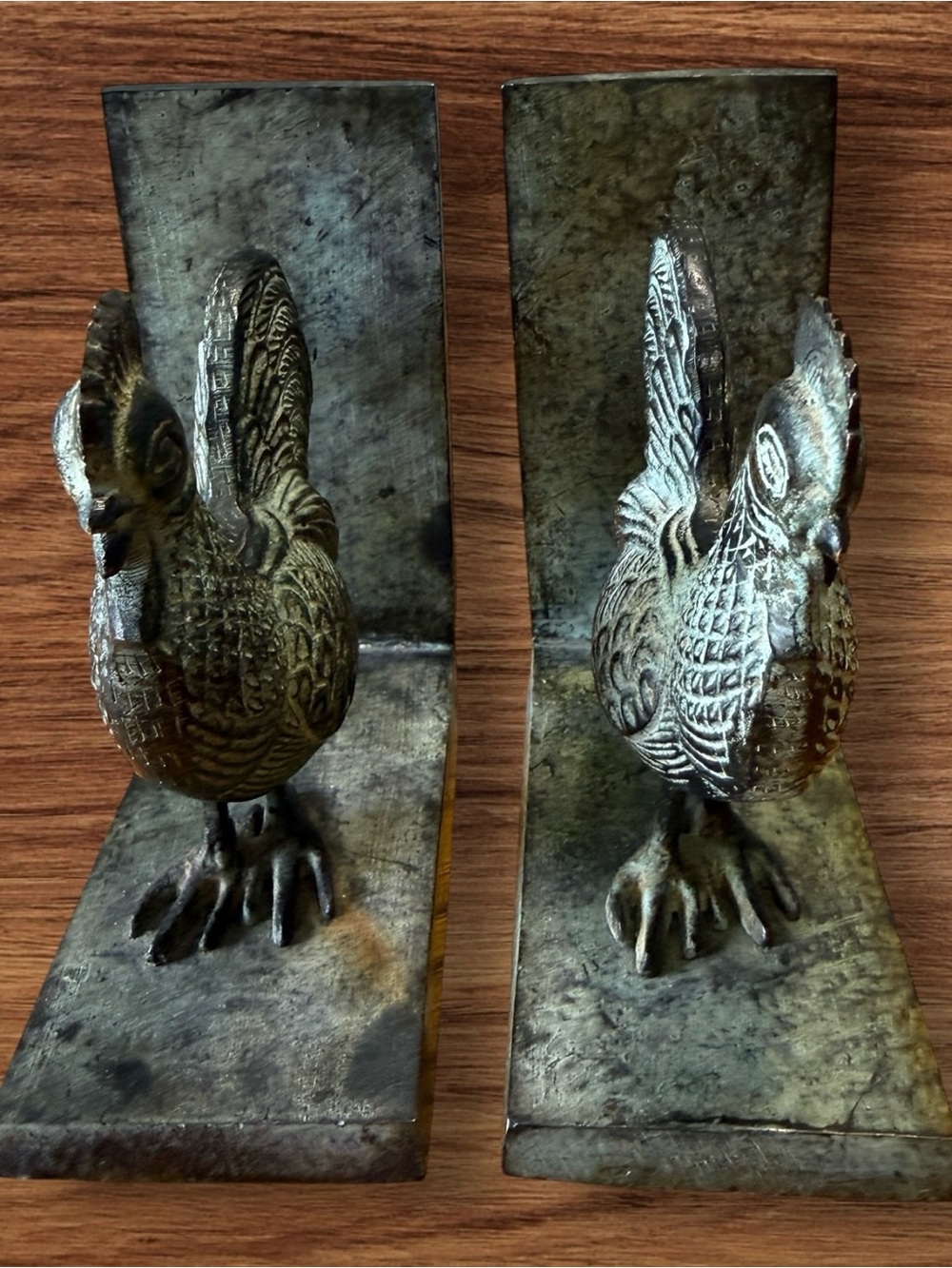 Vintage Cast Iron Chicken Rooster Bronzed Bookends - Picture 2 of 10